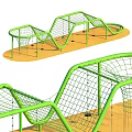 Green Net Climbing Structure With Wavy Frame And Safety Ground Surface 3d model