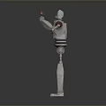 3D Rendered Metallic Robot With Articulated Joints Mechanical Arms And Legs