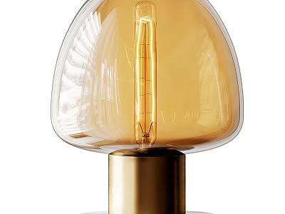 Modern Table Lamp With Transparent Glass Shade And Brass Base Illuminating Warm Light 3d model