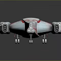 Futuristic White and Red Striped Spaceship with Sleek Aerodynamic Design for Interstellar Exploration