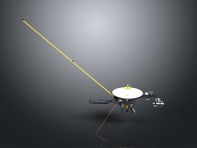 Spacecraft Probe With Long Antenna And Dish For Deep Space Exploration 3d model