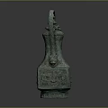 Ancient Bronze Vessel Sculpture With Intricate Carvings Decorative Handle And Animal Motifs