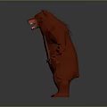 Low Poly Red Bear 3D Model With Standing Pose And Open Arms