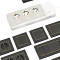 Stylish Black And White Switch Panels With Sockets And Various Designs For Home Use