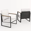 Stylish Single Sofa in Modern Design with Fabric Upholstery and Black Metal Legs