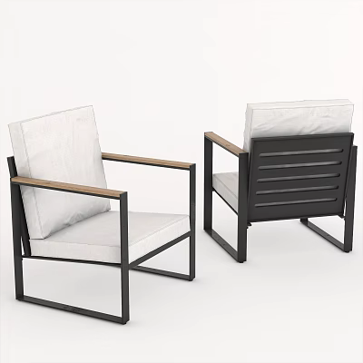 Stylish Single Sofa in Modern Design with Fabric Upholstery and Black Metal Legs 3d model