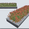 Colorful Flowering Shrubs In Long Stone Planter Boxes For Garden Landscape Design