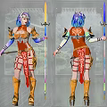 Game Movie Character With Colorful Hair White Horns And Orange Gold Decorated Armor Holding Long Weapon