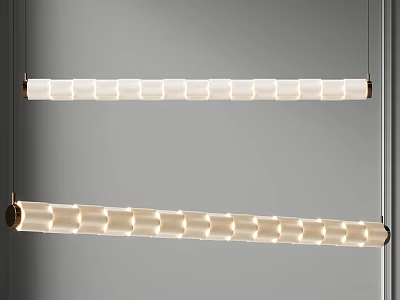 Modern Linear Chandelier With Gold Metal Frame And White Glass Tubes 3d model