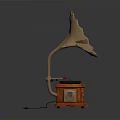 Vintage Gramophone With Brass Horn And Wooden Base For Home Decor