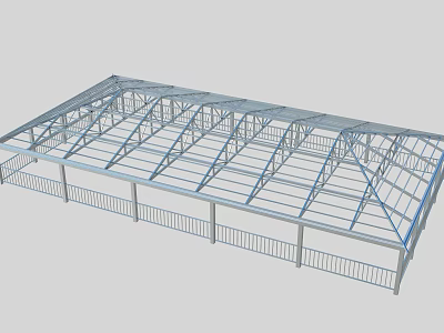 Steel Roof Frame Structure With Metal Beams And Support Components 3d model