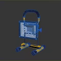 Portable LED Flood Light Fixture Combination With Black Handle And Yellow Stand Design