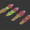 Advanced Red And White Spacecraft Fleet For Interstellar Exploration Missions 3d model