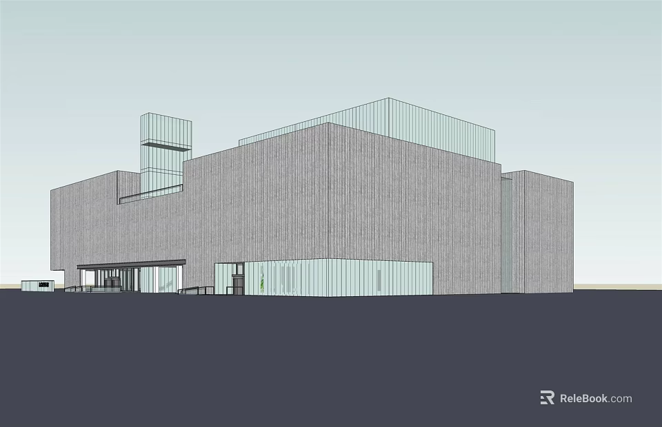 Modern Museum Building Featuring Concrete Exterior And Glass Structure Contemporary Design 3d model 