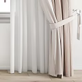 Light Colored Window Curtains With Roman Shade And Tieback Details For Interior Decor