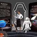 Universe Themed Exhibition Display With Sun Planets Models And Logo Design