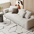Modern Multiplayer Sofa Leather Sofa Side Hanging Paintings 3d model