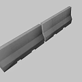 Concrete Safety Barrier With Yellow Black Warning Stripes And Segmented Structure 3d model