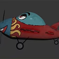 Colorful Toy Airplane With Blue Head Red Wings Cartoon Face And Spiral Propeller