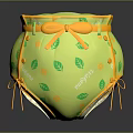 Green Decorative Jar With Yellow Leaf Patterns Polka Dots And Orange Bow