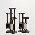 Modern Black Frame Shelf Units With Circular Tiers Mirrored Panels And Woven Shelves