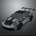 Sleek White Sports Car With Black Accents Rear Spoiler And Sporty Exterior Design