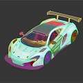 White Sports Car With Sleek Aerodynamic Body And Large Rear Wing Design