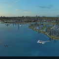 Aerial Planning of Modern Coastal City With Skyscrapers And Waterfront Development