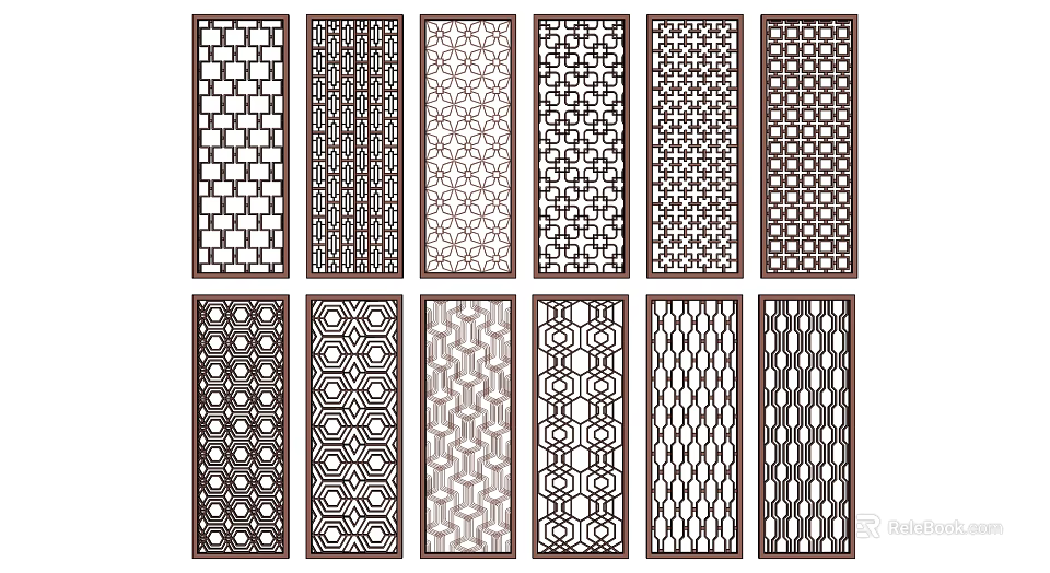 Decorative Room Dividers With Various Geometric Patterns For Interior Design 3d model