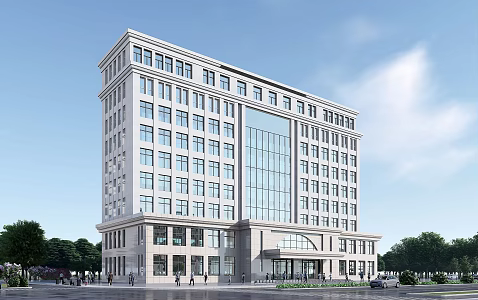 modern office building multi-storey office building 3d model
