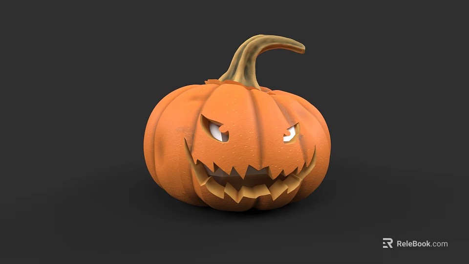 Halloween Carved Jack o Lantern Character With Scary Face And Orange Design 3d model 