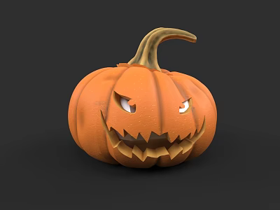 Halloween Carved Jack o Lantern Character With Scary Face And Orange Design 3d model