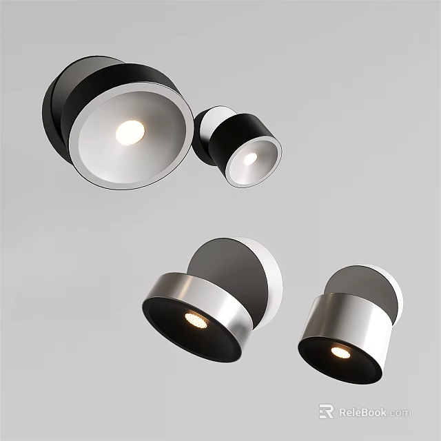 Modern Downlights And Spotlights With Sleek Metal Design For Ceiling Lighting Solutions 3d model 