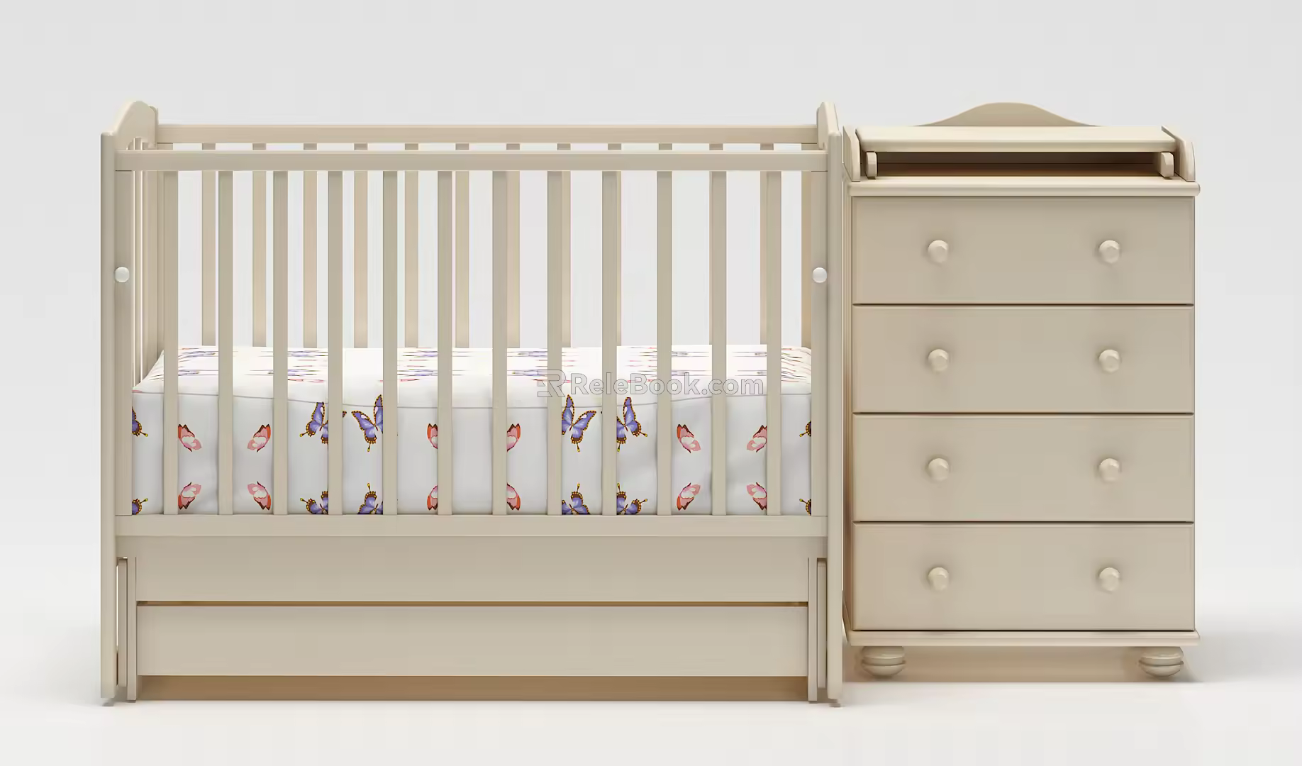 Modern crib log crib storage cabinet combination 3d model