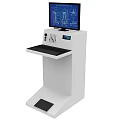 White Locker Cabinet Featuring Monitor Blueprint Display Keyboard Tray And Foot Pedal