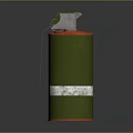 Military Style Green And Red Smoke Grenade With Metal Pin And SMOKE RED Markings