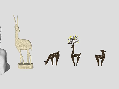 Household Deer Shaped Decorative Ornaments With Various Sizes Light Dark Tones And Yellow Accents 3d model