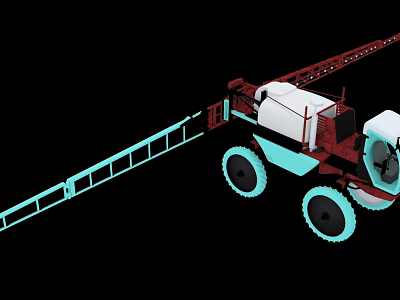 Modern Agricultural Utility Vehicle Featuring Long Boom Spraying Equipment Large Wheels And Functional Design 3d model