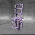 Purple Accent Chair With Unique Sculptural Design And Hollow Backrest In Gray Concrete Setting