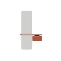 Rectangular Modern Wall Mounted Mirror With Orange Shelf And Small Cabinet