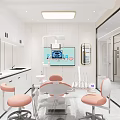 Modern Dental Clinic Interior With Reception Desk Sofa Green Plant And Glass Partition