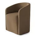Round Wooden Dining Table With Brown Upholstered Chairs Modern Minimalist Design