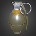 Hand Grenade With Safety Pin Yellow And Green Metallic Body Grenate Hand Text