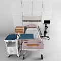 Advanced Medical Equipment Setup with Hospital Bed Mobile Cart and Monitor