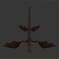 Mythical Dragon Skeleton in Flying Pose with Extended Wings and Long Tail