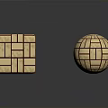 Architectural Geometric Models Cube And Sphere With Beige Grid Texture And Red Lines