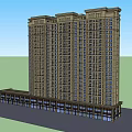 Tall Residential Building Exterior With Commercial Podium And Modern Facade Design