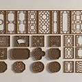 Chinese-style openwork window openwork window grilles pane retro window 3d model