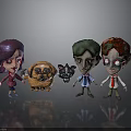 Colorful Cartoon Characters 3D Models With Purple Green Red Hairstyles And Animal Figures