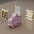 Supermarket Department Store Display Shelves With Rolling Cart And Multi Tiered Racks